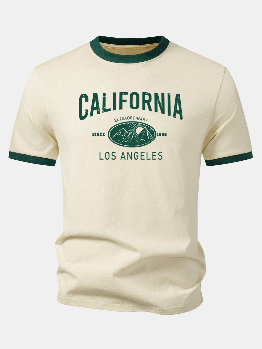 California Mountain Print Contrast Ringer T-Shirt