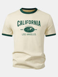 California Mountain Print Contrast Ringer T-Shirt