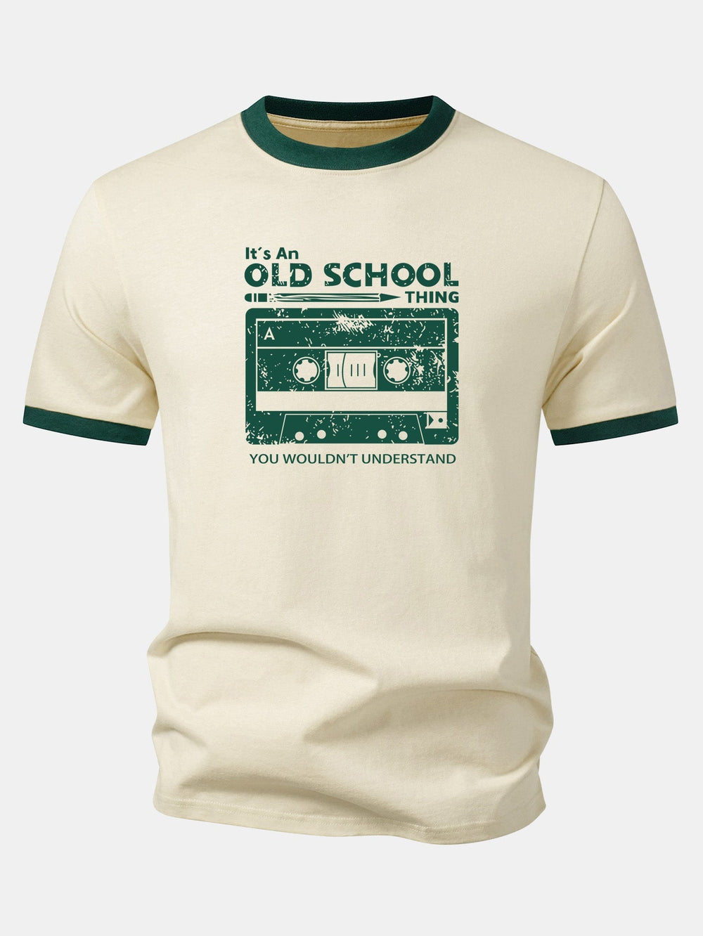 Cassette Tape Print Contrast Ringer T-Shirt