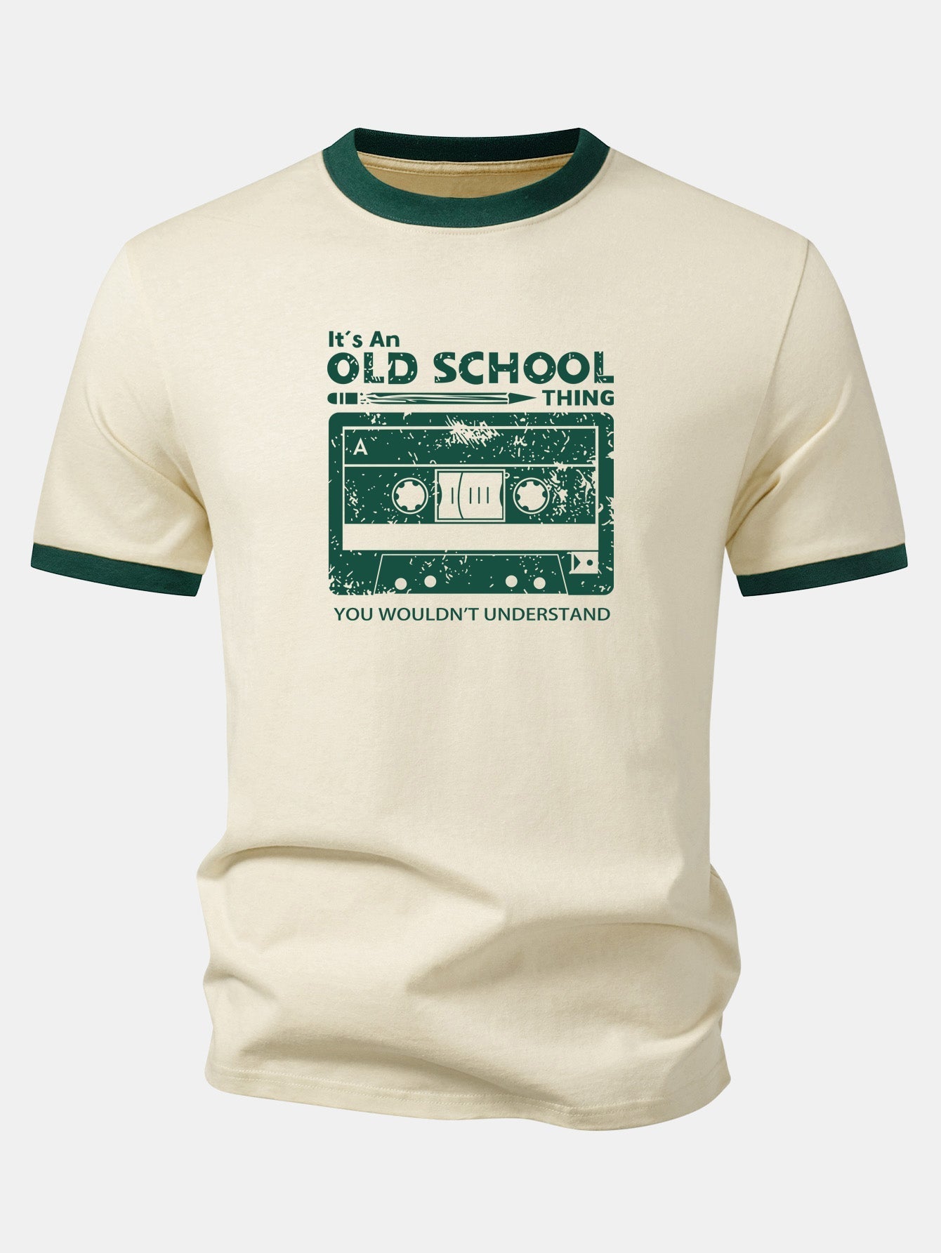 Cassette Tape Print Contrast Ringer T-Shirt