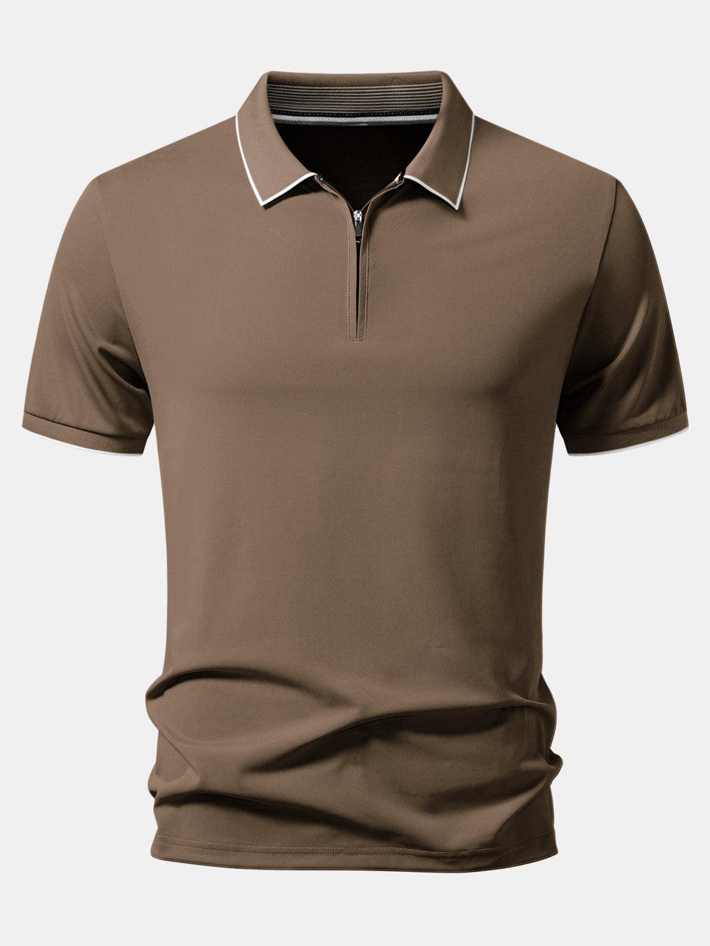 Contrast Trim Zipper Polo