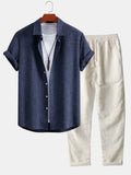 Linen Look Button Up Shirt & Straight Leg Linen Pants