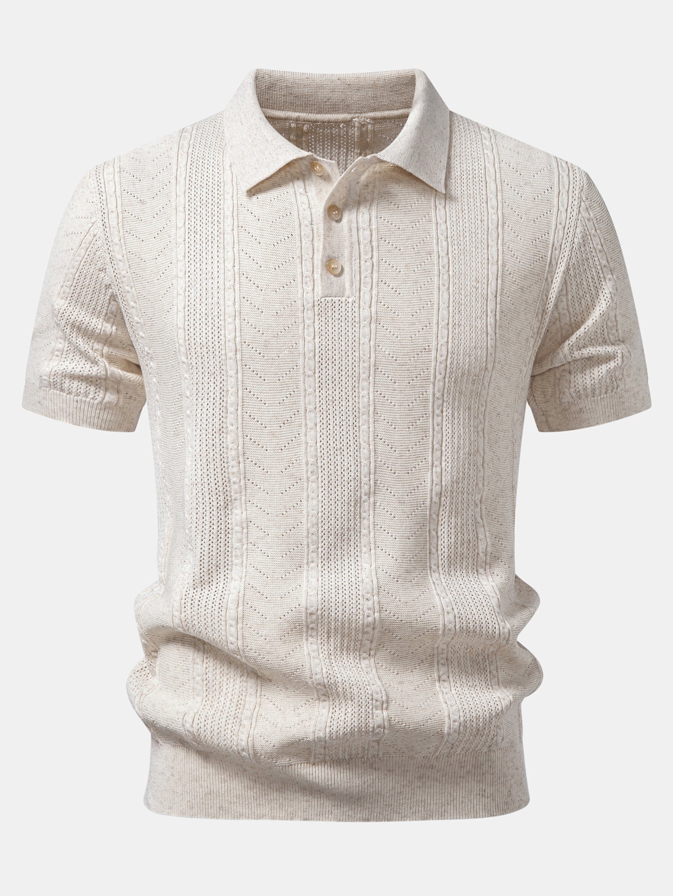 Linen Textured Knit Polo & Slim Fit Tapered Trousers