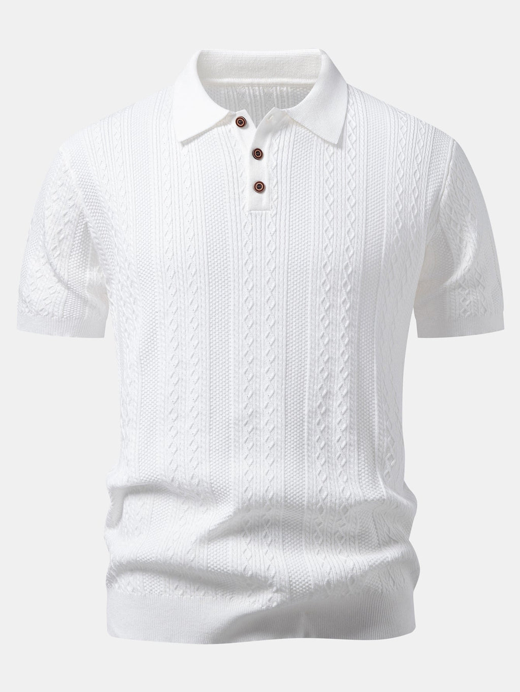 Geometric Jacquard Knit Polo & Slim Fit Tapered Trousers