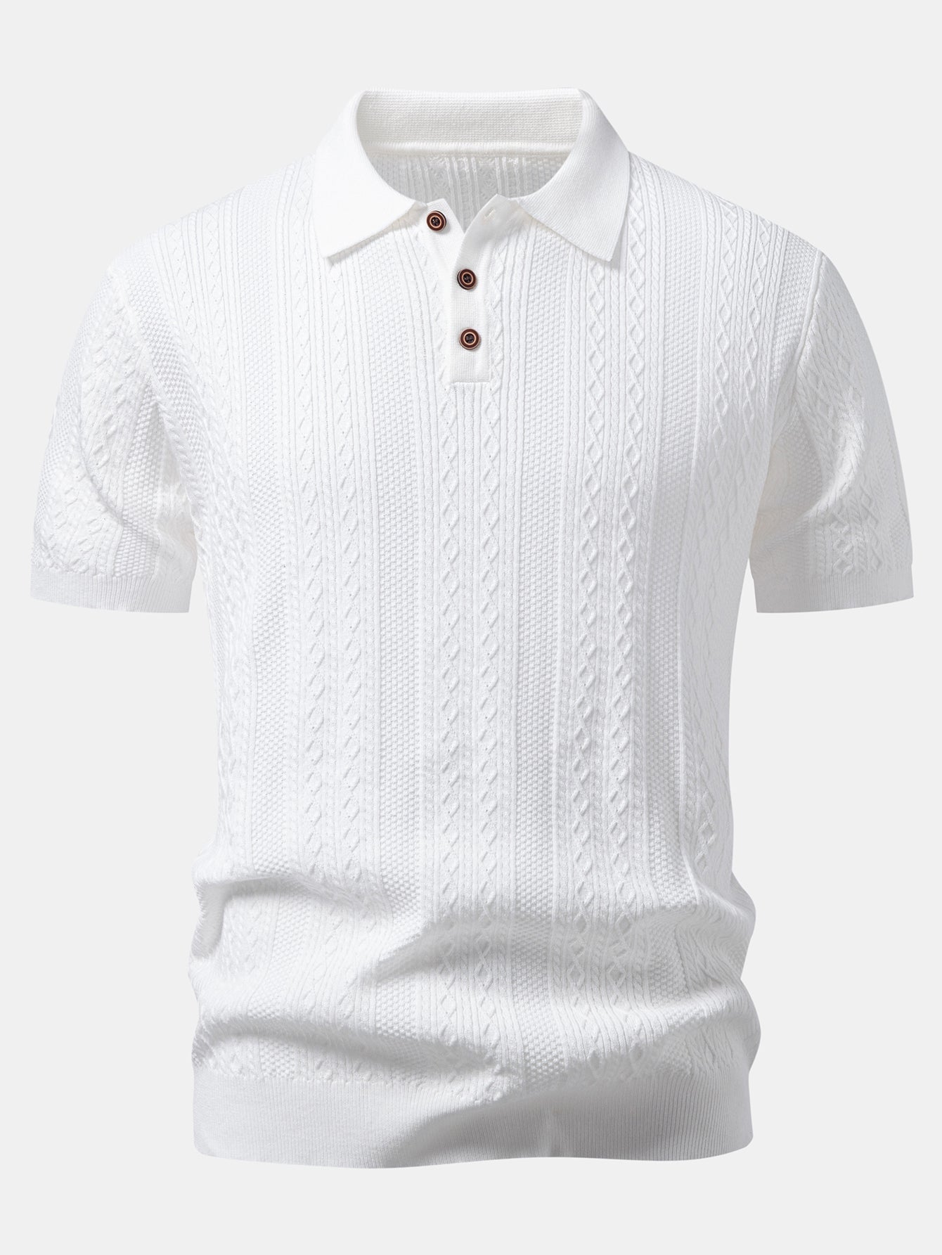 Geometric Jacquard Knit Polo & Slim Fit Tapered Trousers