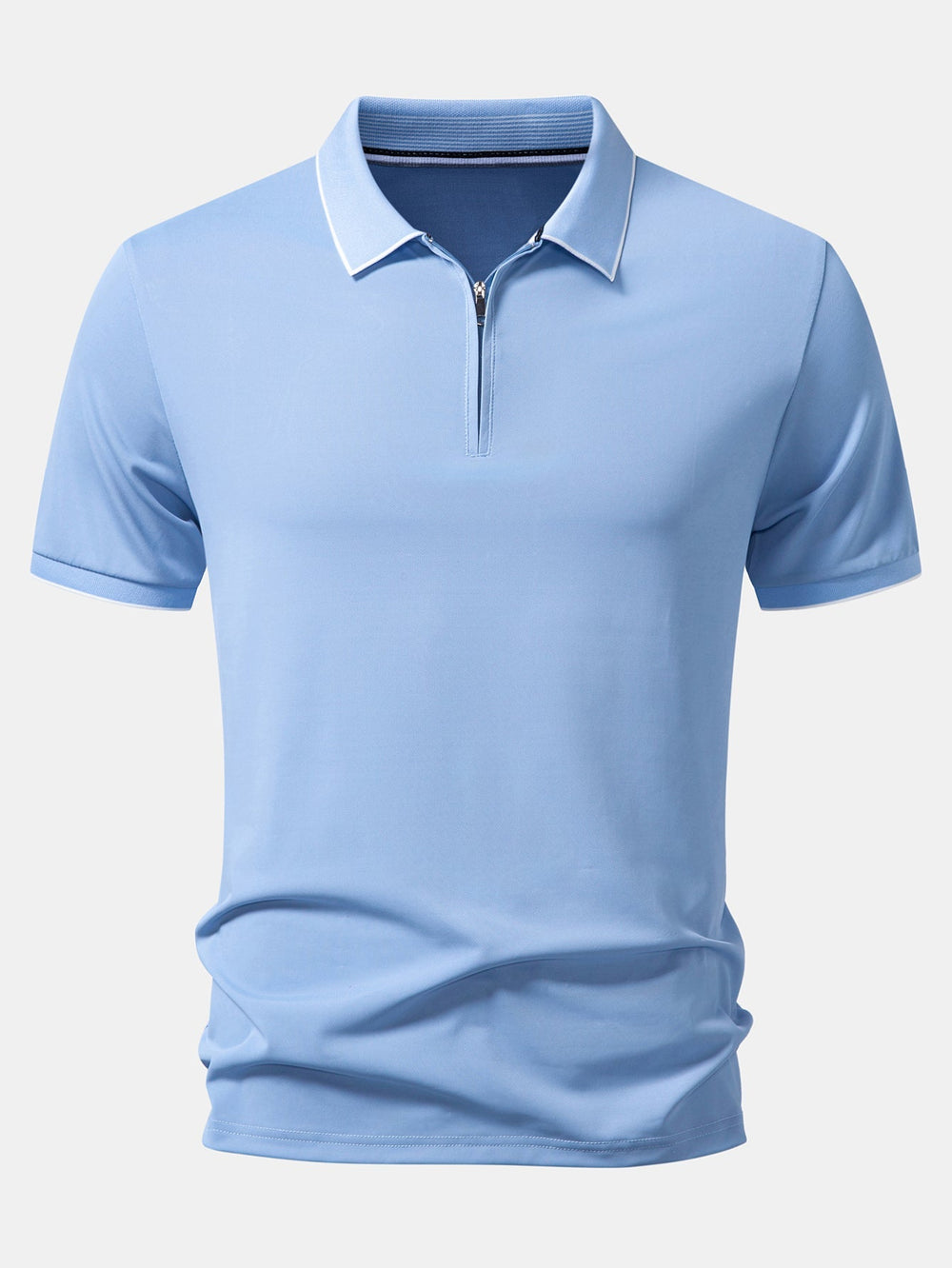 Contrast Trim Zipper Polo