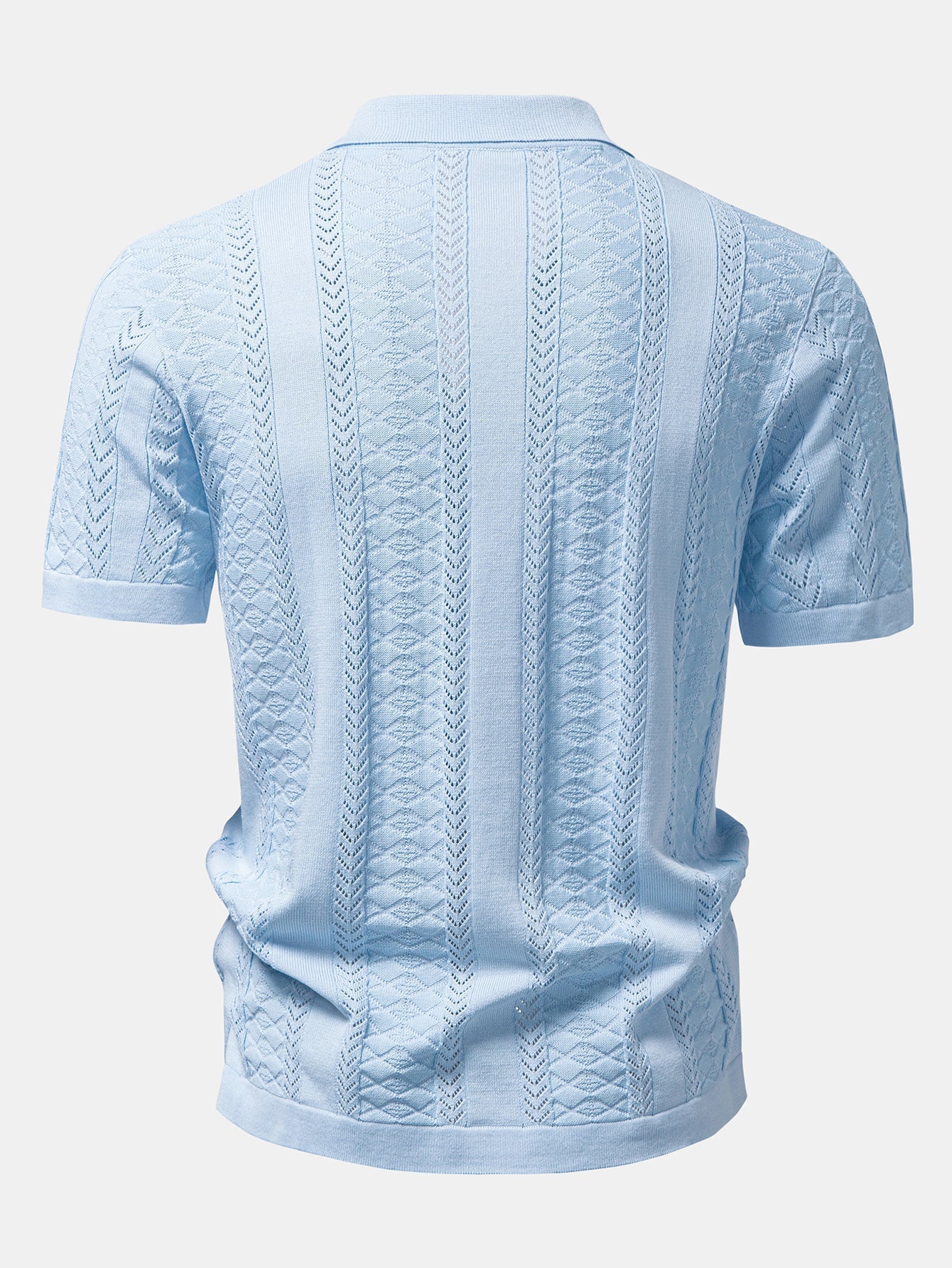 Textured Jacquard Open Knit Shirt & Straight Leg Linen Pants