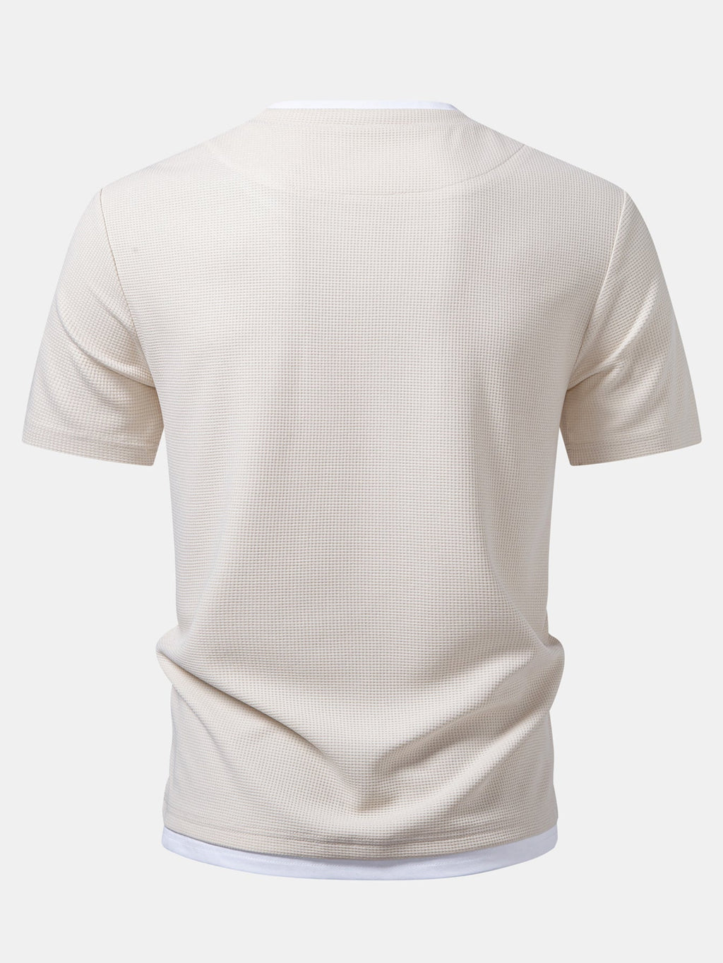Regular Fit 2 In 1 Notched Collar Waffle T-Shirt