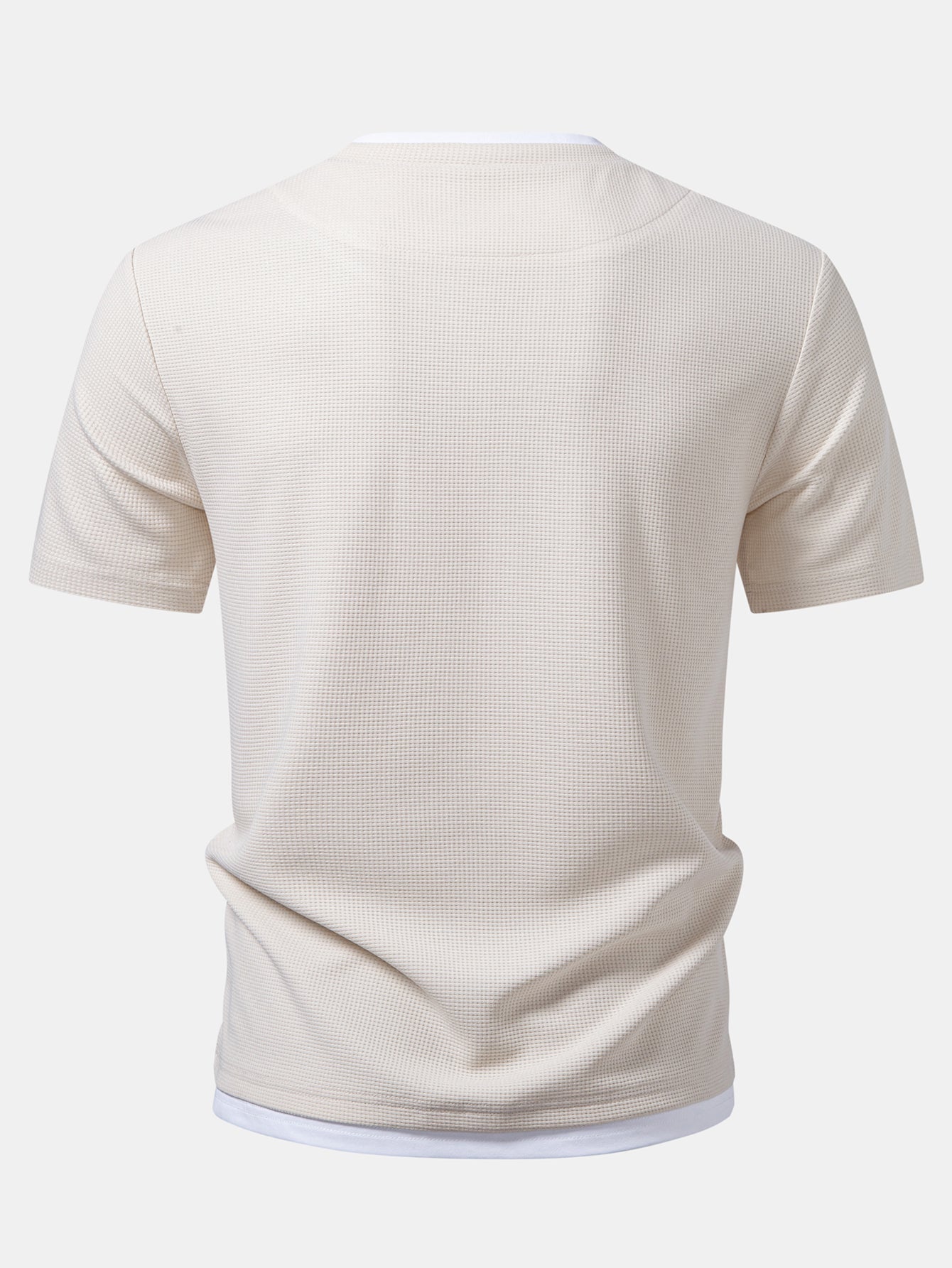 Regular Fit 2 In 1 Notched Collar Waffle T-Shirt