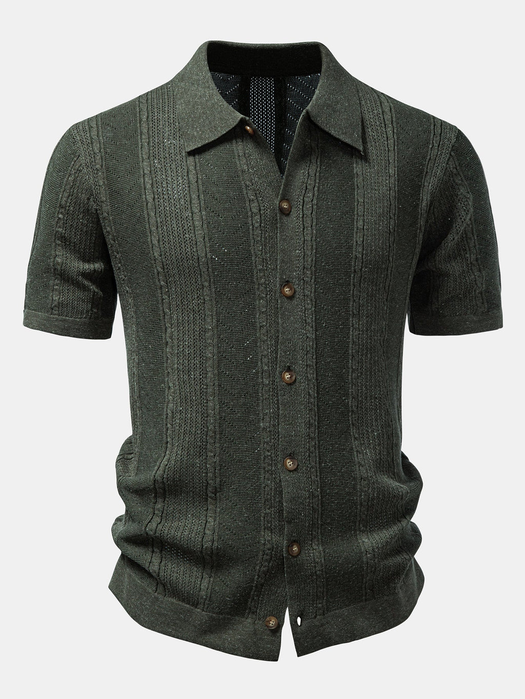 Linen Textured Knit Shirt & Slim Fit Tapered Trousers