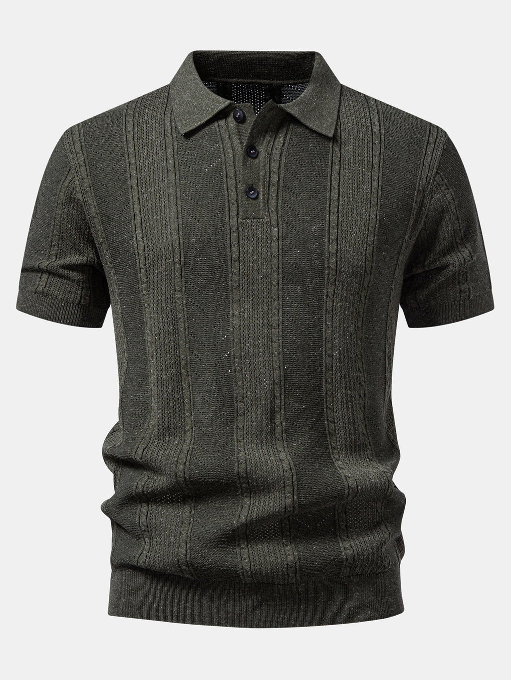 Linen Textured Knit Polo & Slim Fit Tapered Trousers