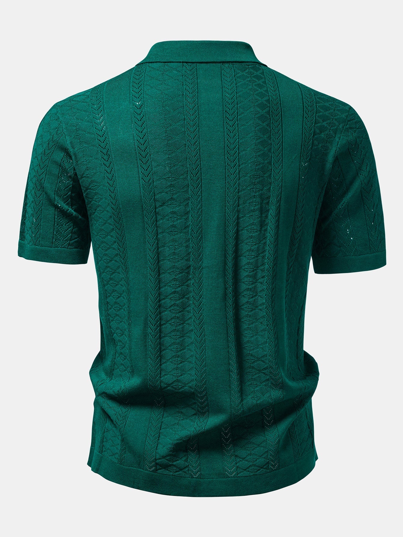 Textured Jacquard Open Knit Shirt & Straight Leg Linen Pants