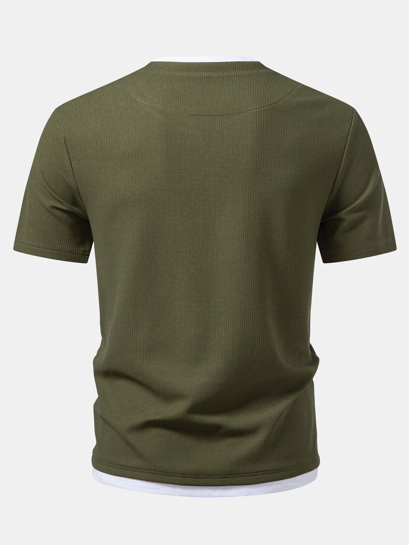 Regular Fit 2 In 1 Notched Collar Waffle T-Shirt
