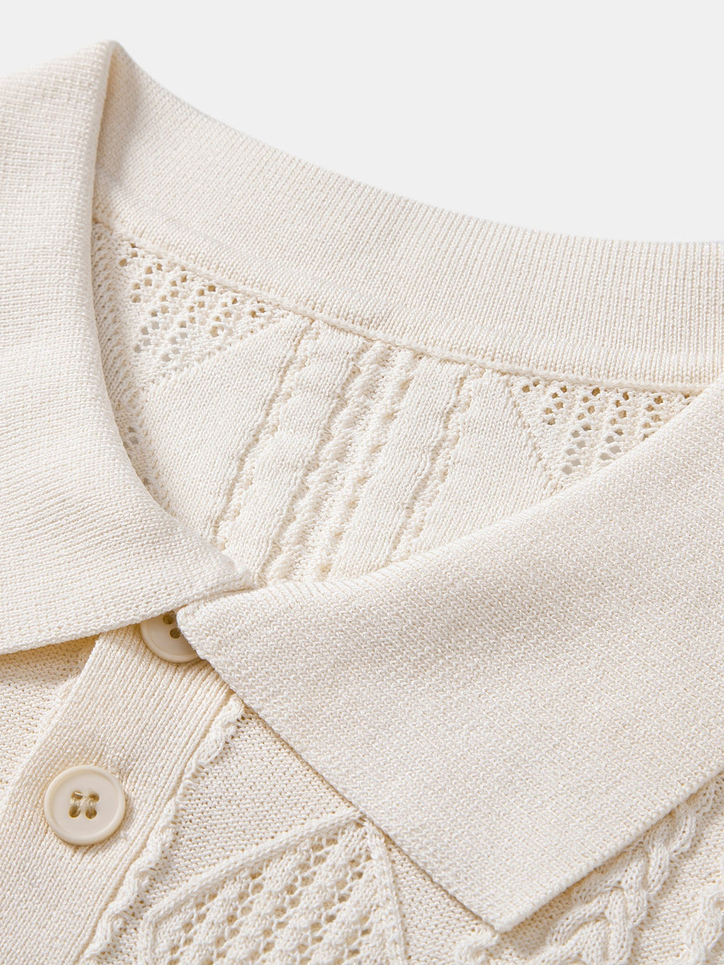Geometric Jacquard Open Knit Polo & Straight Leg Linen Pants