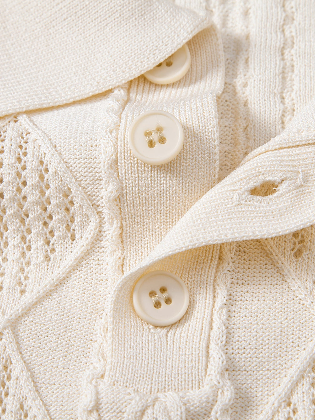 Geometric Jacquard Open Knit Polo & Straight Leg Linen Pants