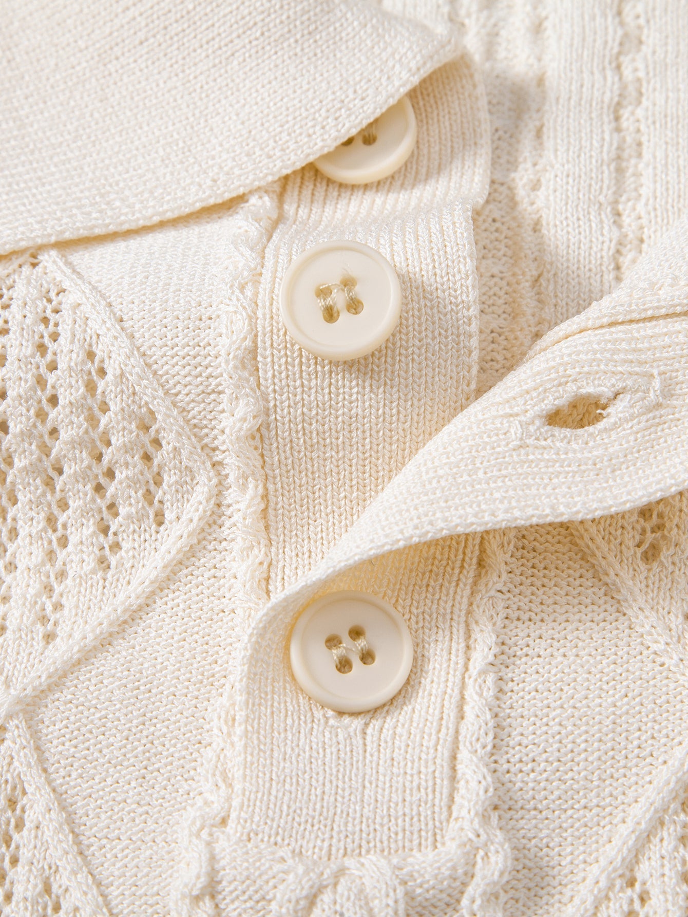 Geometric Jacquard Open Knit Polo & Straight Leg Linen Pants