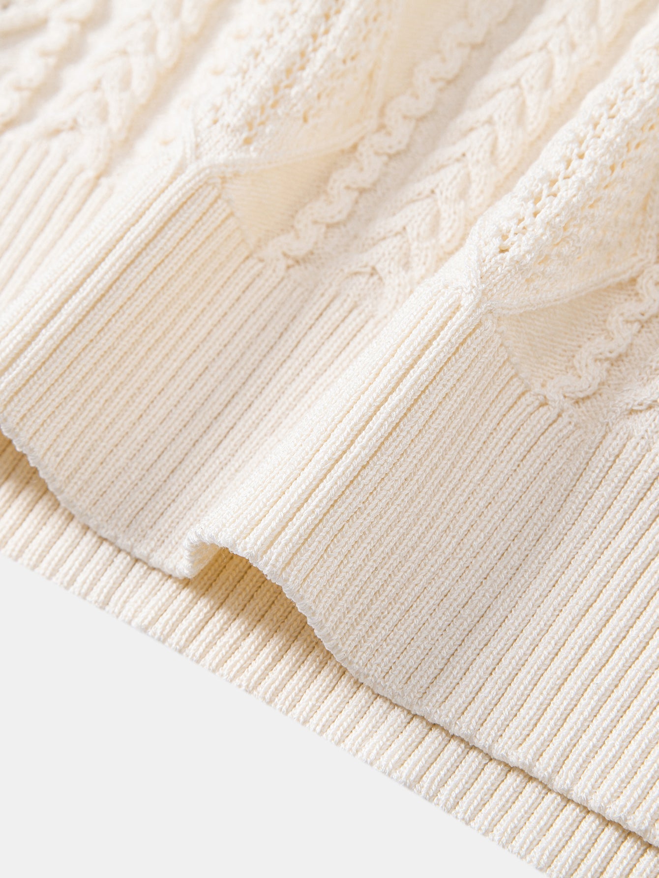 Geometric Jacquard Open Knit Polo & Straight Leg Linen Pants
