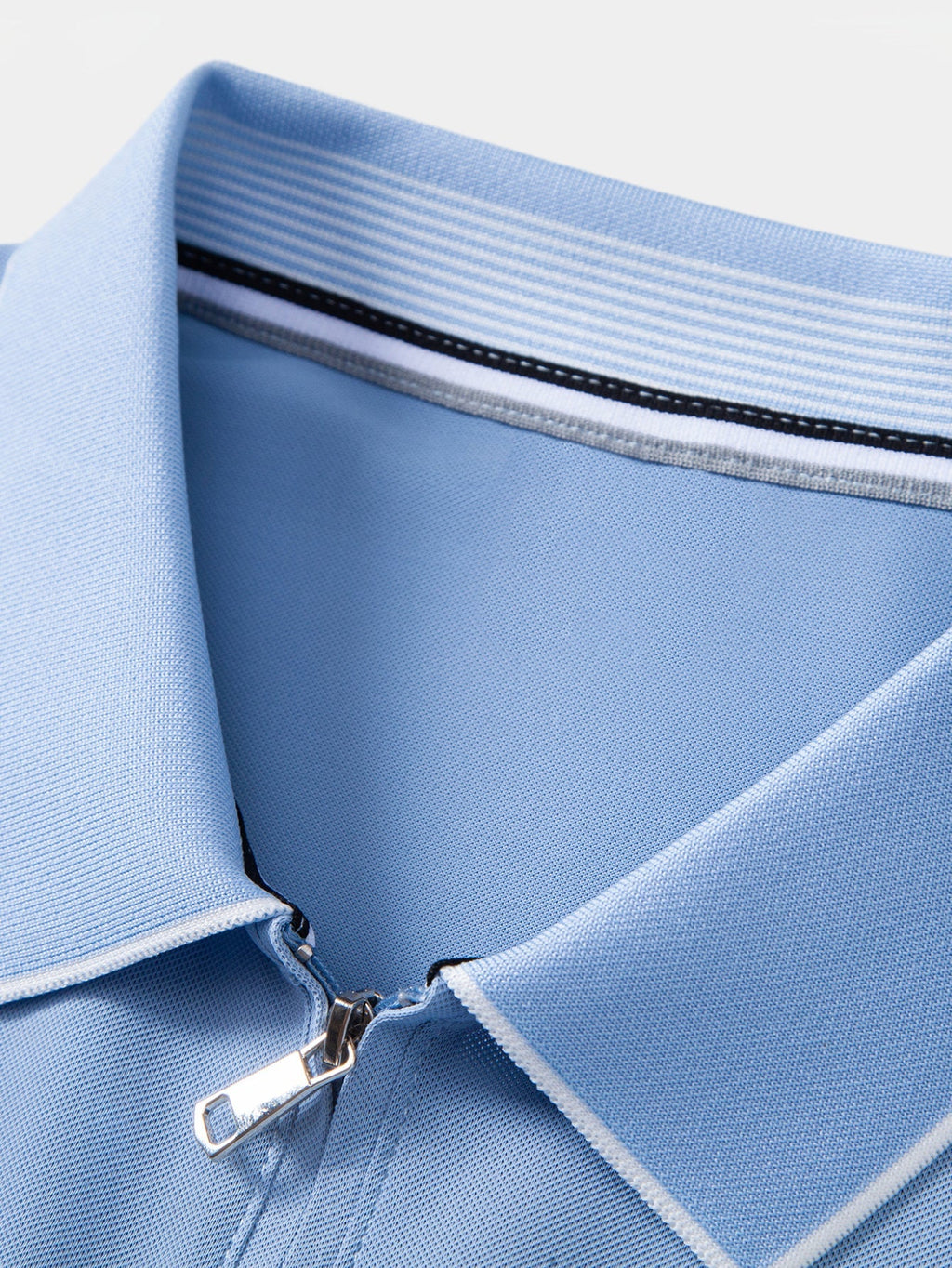 Contrast Trim Zipper Polo