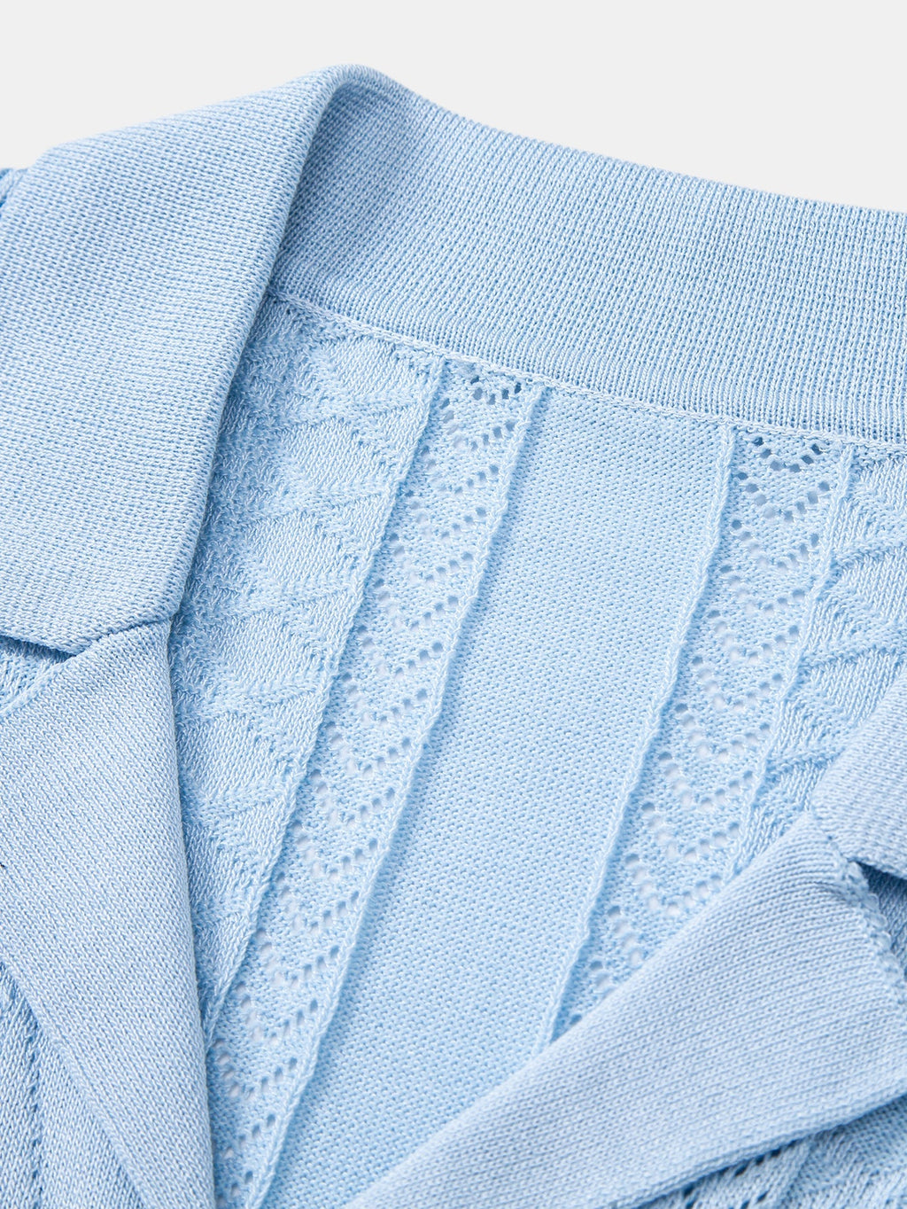 Textured Jacquard Open Knit Shirt & Crinkle Textured Straight Leg Pants