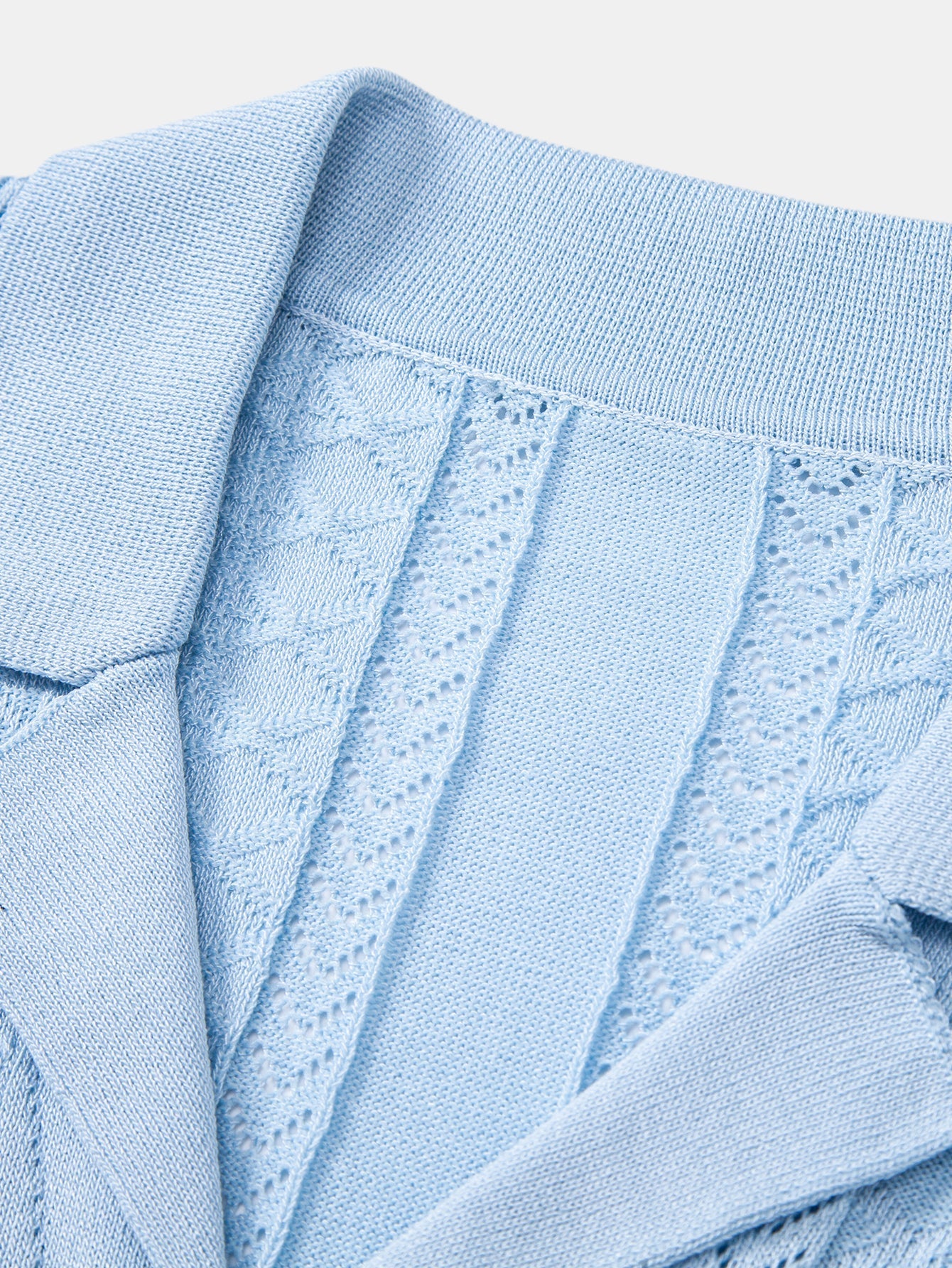Textured Jacquard Open Knit Shirt & Crinkle Textured Straight Leg Pants