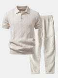 Linen Textured Knit Polo & Straight Leg Linen Pants