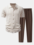 Linen Textured Knit Shirt & Slim Fit Tapered Trousers